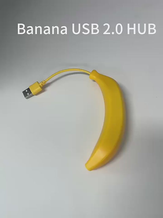 4-Port Cute Banana-Shaped USB 2.0 HUB Mini Interface with OTG Support 4 in 1 Holiday Gifts Food-Themed USB Splitter